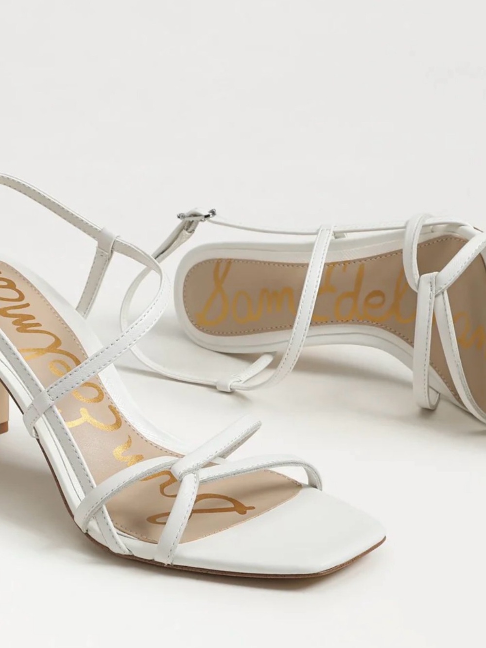 Sam Edelman White Strappy Block Heel Sandals